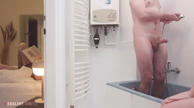 Shy Stepson Accidentally Get An Erection During Shower While Stepmom Watches And Stepdad Is In The Other Room
