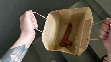sexy housewife ordered a dildo delivery at home, but was fucked by a real member of the Courier
