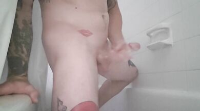 Soapy big dick Gooning in the shower huge load