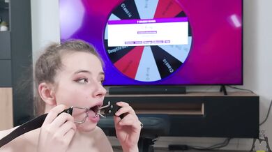 Ritzy Rain Mouth Training Day With A fortune Wheel Game - O-Ring Spider Gag, Messy Wet Dripping Drool And Deepthroat Modes