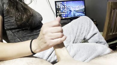 My stepsister grabs my penis before I go to rest