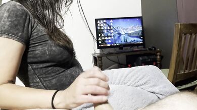My stepsister grabs my penis before I go to rest