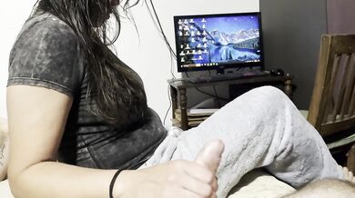 My stepsister grabs my penis before I go to rest