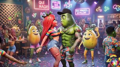 Moranguete Twerks at Funk Party with Boyfriend then Cheats with Pineapple Prince Cheats on Pineapple King at Baile Funk Funk Dance Gone Wild porno