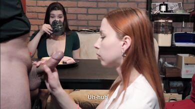 Step Mom Teaches her Stepson's GF how to have Anal sex and give blowjobs - Familly Threesome