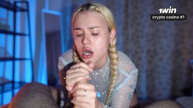 Extreme deepthroat! Slaps dick with all his might and swallows cum