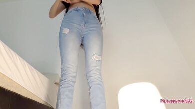 Horny Stepdaughter Caught Talking to Her Boyfriend on the Phone - Pink and Wet Pussy