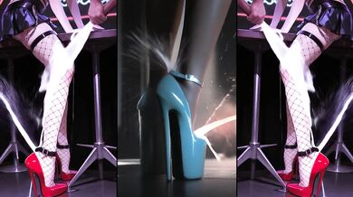 Anime in Ultra High Heels lets her legs, feet and shoes get sprayed with cum