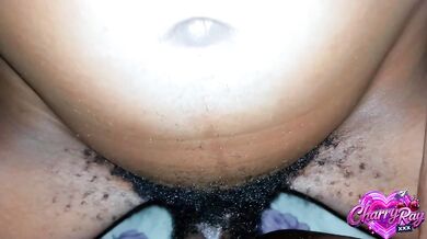 Fucking in bed with my man, his thick, massive dick stretching me out while my fingers circle my throbbin my wet, creamy pussy dripping all over him