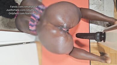 14 inch Dildo vs Ebony Anal Newbie: Total Ass Destruction & Huge Gape