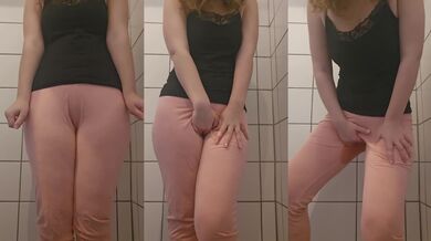 desperately wetting pink pants