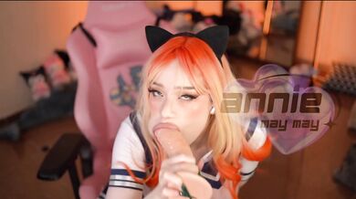 Anime Student Girl's Sloppy Blowjob and Ride - anniemaymay