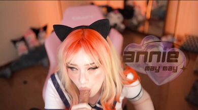 Anime Student Girl's Sloppy Blowjob and Ride - anniemaymay