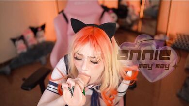 Anime Student Girl's Sloppy Blowjob and Ride - anniemaymay