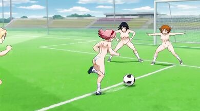 Naked waifus playing soccer