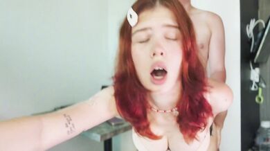 Redhead Teen 18+ comes for an internship. Boss tricked her (creampie)