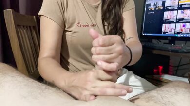 My stepsister sucks my penis and holds it with both hands
