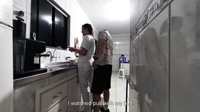 Maid being fucked in the kitchen.