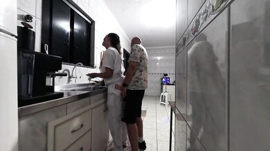 Maid being fucked in the kitchen.