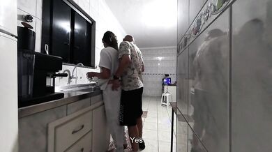 Maid being fucked in the kitchen.