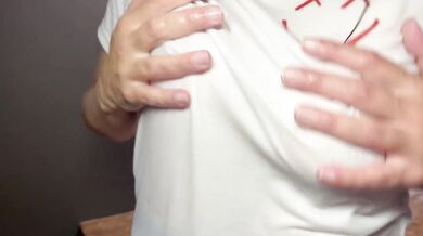 My t-shirt gets wet and my juicy nipples are showing.