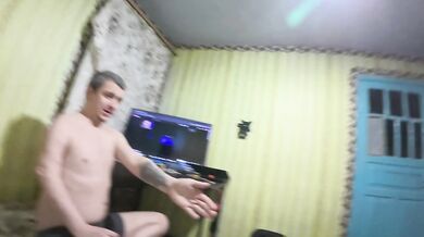 Big cock deepthroats cock through pussy wall