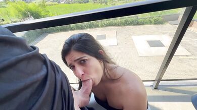 RISKY BJ ON AN ELEVATOR ENDS WITH CUM IN MOUTH (almost got caught)