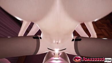 Foxy In Stockings Double BJ Two Dicks, Intense DP Cowgirl And Lifting Creampie – 3D Animation