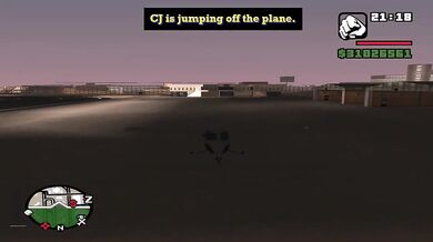 CJ haging aroung and jumping from plane