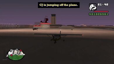CJ haging aroung and jumping from plane