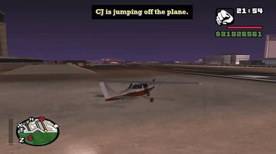 CJ haging aroung and jumping from plane