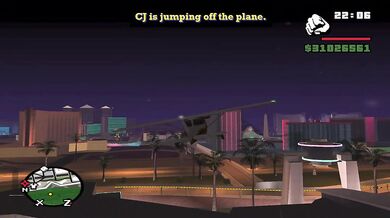 CJ haging aroung and jumping from plane
