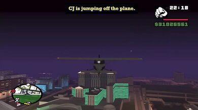 CJ haging aroung and jumping from plane