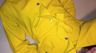 Fucking in Yellow Raincoat, Leather pants and Hunter Boots - Sex with Masks