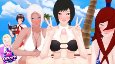 Teen party on the beach ends in group sex