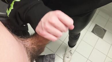 Horny Student in Leather pants Flashing Pussy and Fucking at University