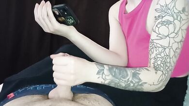 A modest stepdaughter watches a movie and at the same time jerks her stepfather's