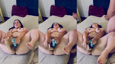 Madison Rogers DP With Two Huge Dildos While Fan Jerks Off And Cums On Her