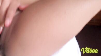 Skinny submissive girl touching her vagina while being penetrated