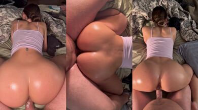 Squirting Baby Oil on my Sexy Stepsisters Fat Ass while I Fuck her