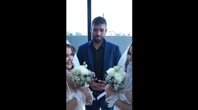 Hot wedding day threesome with giant ass Latinas