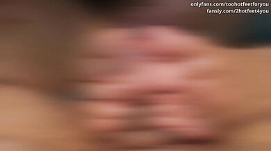 Dirty and dry french pedicured footjob - double cumshot