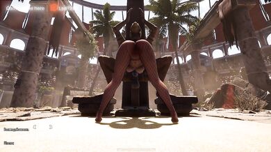 Lara Croft loves servicing this huge, long statue cock while thousands of spectators watch her. part 2