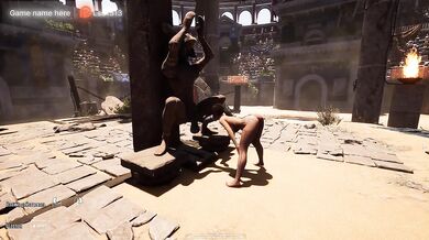 Lara Croft loves servicing this huge, long statue cock while thousands of spectators watch her. part 2