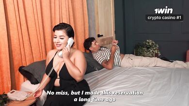 Busty stepmother ends up sharing a bed with her skinny stepson due to a hotel error