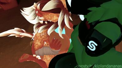 Protogen tendering to a hot dragoness