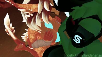 Protogen tendering to a hot dragoness