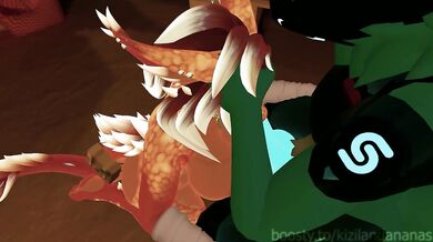Protogen tendering to a hot dragoness