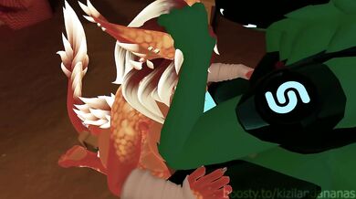 Protogen tendering to a hot dragoness