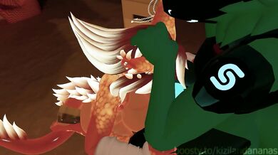 Protogen tendering to a hot dragoness